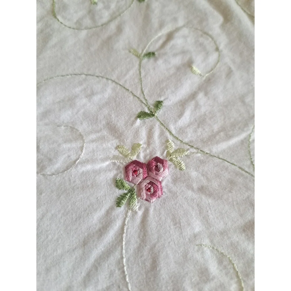 VTG White Floral Embroidered Cotton Duvet Cover Queen 84 X 80